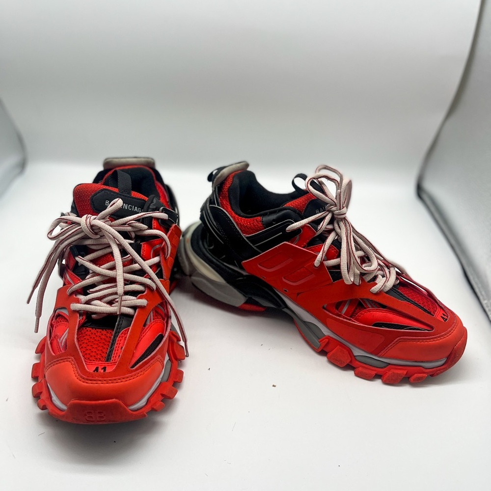 Balenciaga Mens Orange/Red and Black Track Low Top Sneakers Sz 8 - Picture 3 of 8